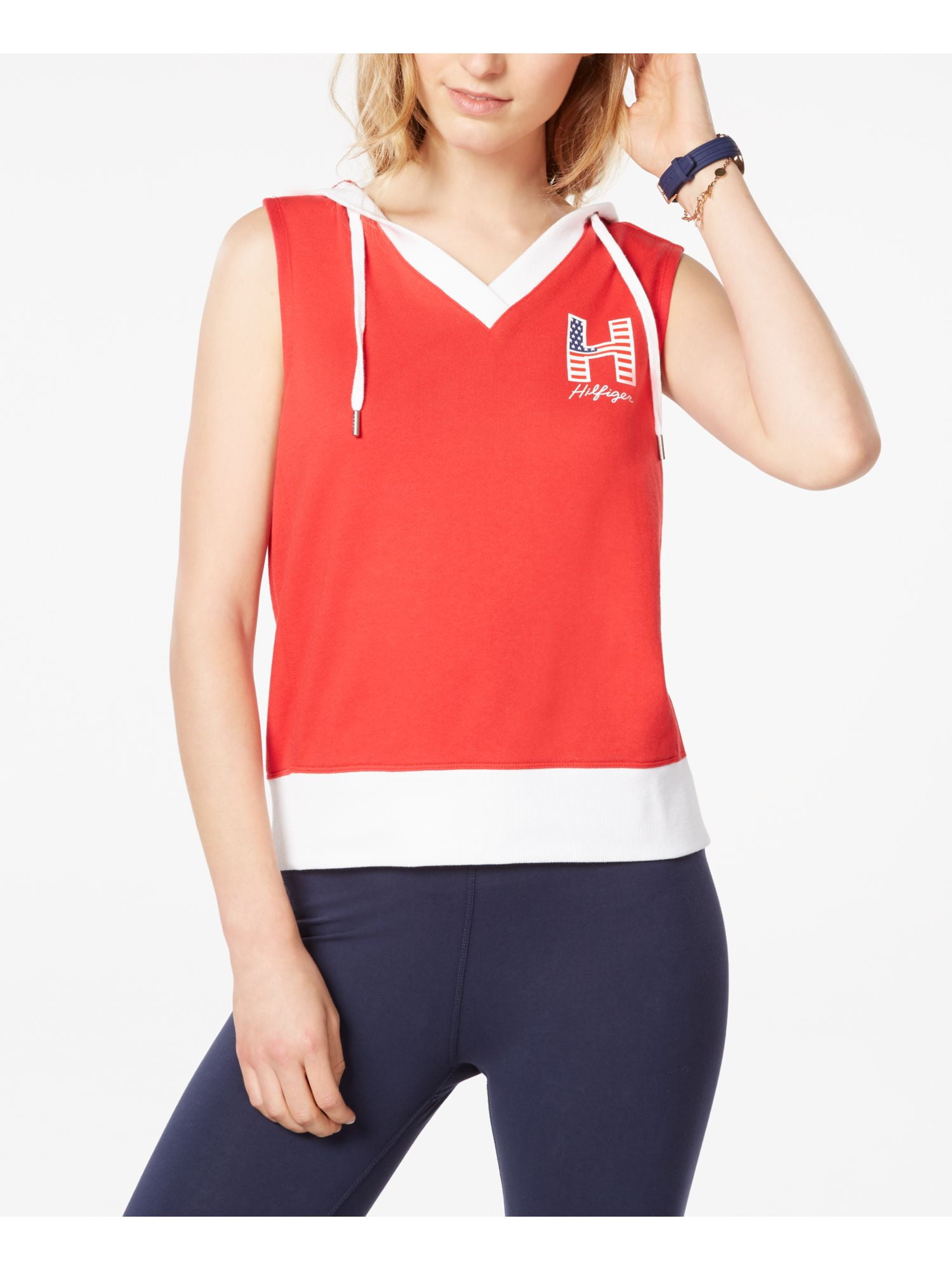 Womens Red Sleeveless V Neck Top Size: XL