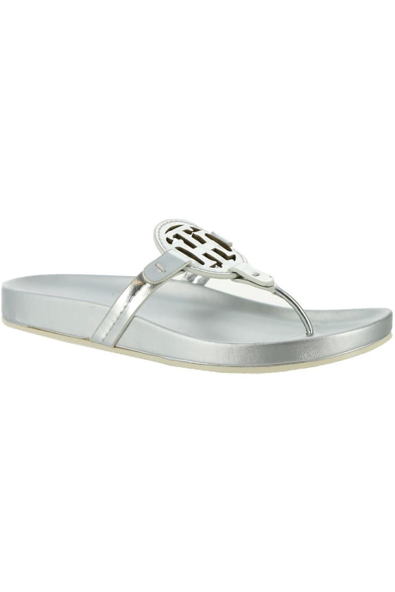 Womens Silver Cut Out Comfort Relina Open Toe Slip On Thong Sandals 9 M