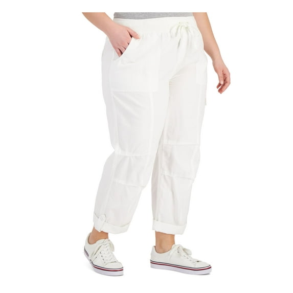 TOMMY HILFIGER Womens White Pocketed Adjustable Cuffed Pants Plus 3X