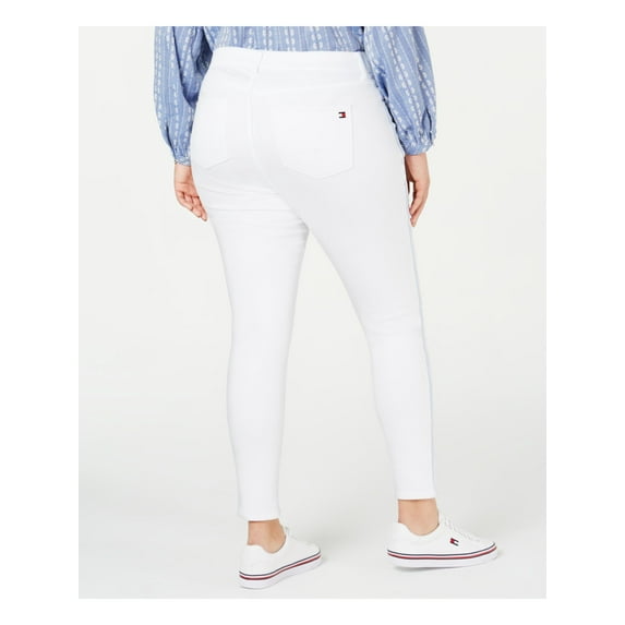 TOMMY HILFIGER Womens White Skinny Jeans Plus Size: 18W