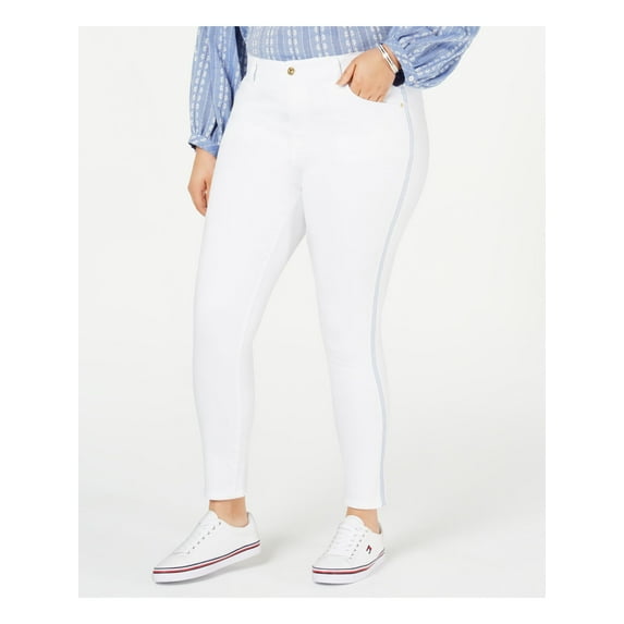 TOMMY HILFIGER Womens White Skinny Jeans Plus Size: 20W