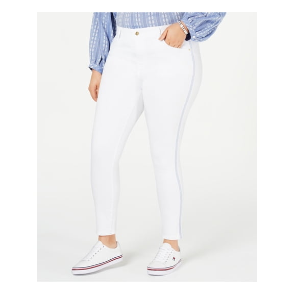 TOMMY HILFIGER Womens White Skinny Jeans Plus Size: 20W