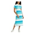 thumbnail image 1 of TOMMY HILFIGER Womens White Slitted Polo Dress Button Placket Striped Short Sleeve Collared Tea-Length Dress XS, 1 of 4
