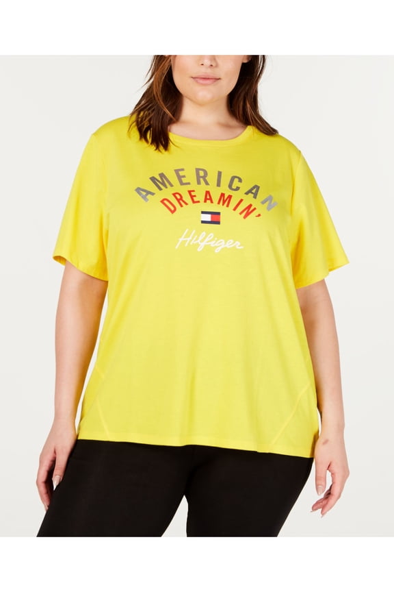 Womens Yellow Short Sleeve Top Plus 0X