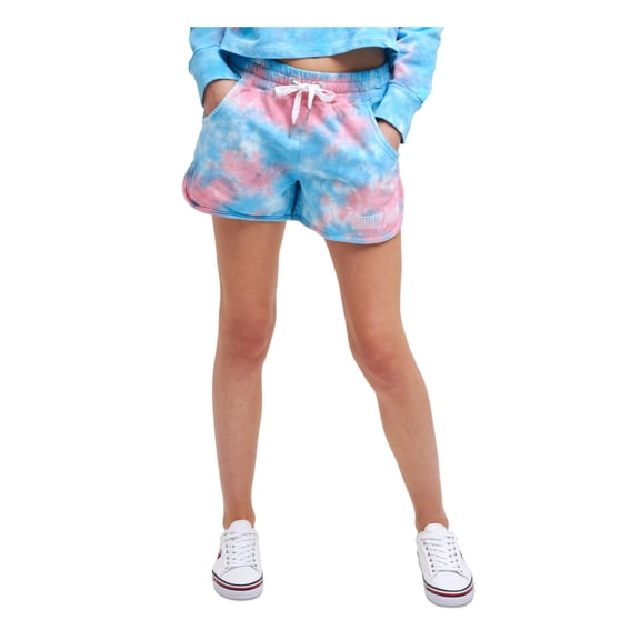 TOMMY JEANS Womens Light Blue Pocketed Drawstring Waist Tie Dye Shorts L