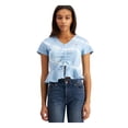 thumbnail image 1 of TOMMY JEANS Womens Light Blue Tie Dye Short Sleeve V Neck T-Shirt M, 1 of 4