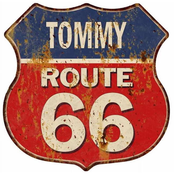 TOMMY Route 66 Sign Shield Metal Gift Man Cave Red 211110005236