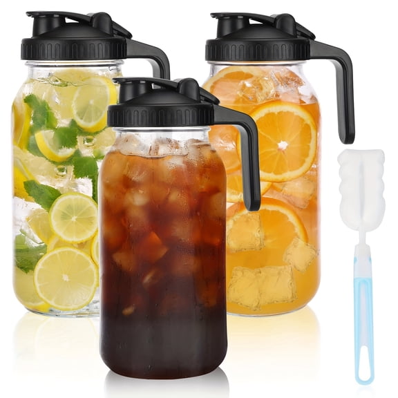 TOMNK 2/3/4 Pack 64oz Sun Tea Glass Jar - Airtight Wide Mouth Pitcher for Iced Tea/Cold Brew/Milk, 20oz Style B Option