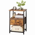 thumbnail image 1 of TOMNK Nightstand with Fabric Drawer, Bedside Table for Bedroom, Rustic Brown, 1 of 8