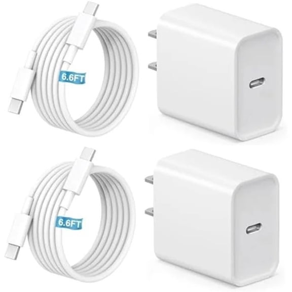 TOMO 2Pack 30W PD Wall Charger with 6.6FT USBC to USBC Fast Charging Cable