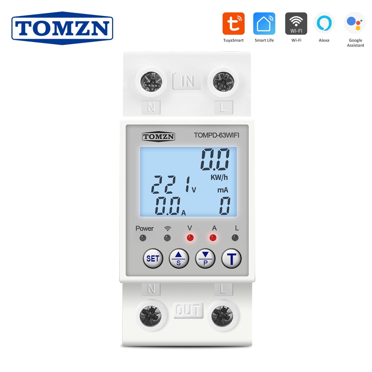 TOMPD63 WFI switch 63A smartlife TUYA Circuit breaker Energy Meter