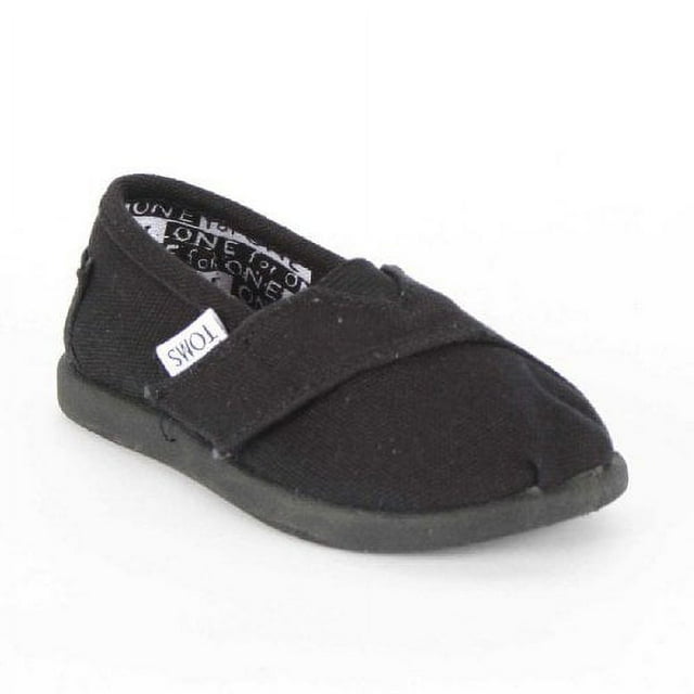 TOMS 013001D13BLK:Tiny Classic Canvas BLACK Slip-on Loafer Flat for Toddler Baby (4 M US Toddler)