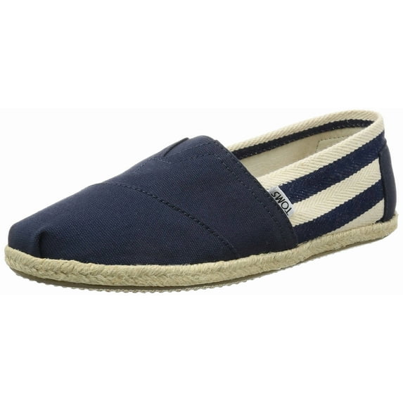 TOMS Classic University Navy Stripe Canvas Men's Slip-Ons 10005418 Men's Shoe Size: 9.5