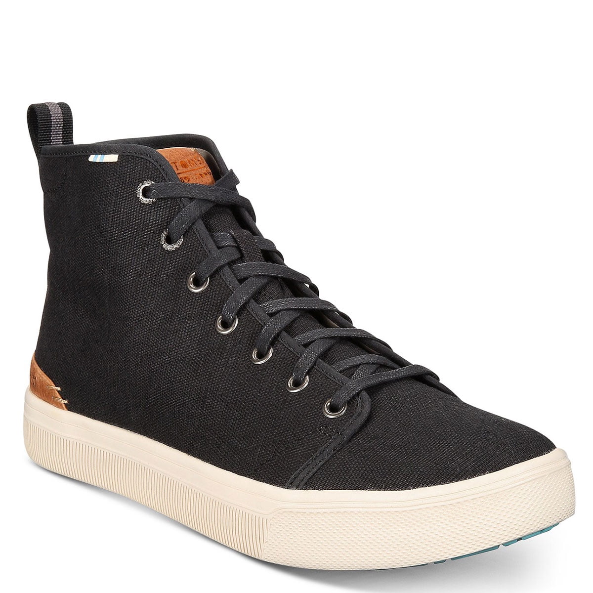 TOMS Mens TRVL LITE High-Top Canvas Sneakers Black Heritage