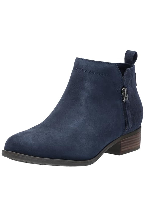 WOMEN'S DAHLIA ANKLE BOOTS - SIZE: WOMEN 7.5 NAVY SUEDE/HERITAGE CANVAS