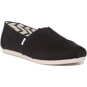 Toms Alpargata Womens Recycled Cotton Canvas Slip On Trainers In Black Size 5