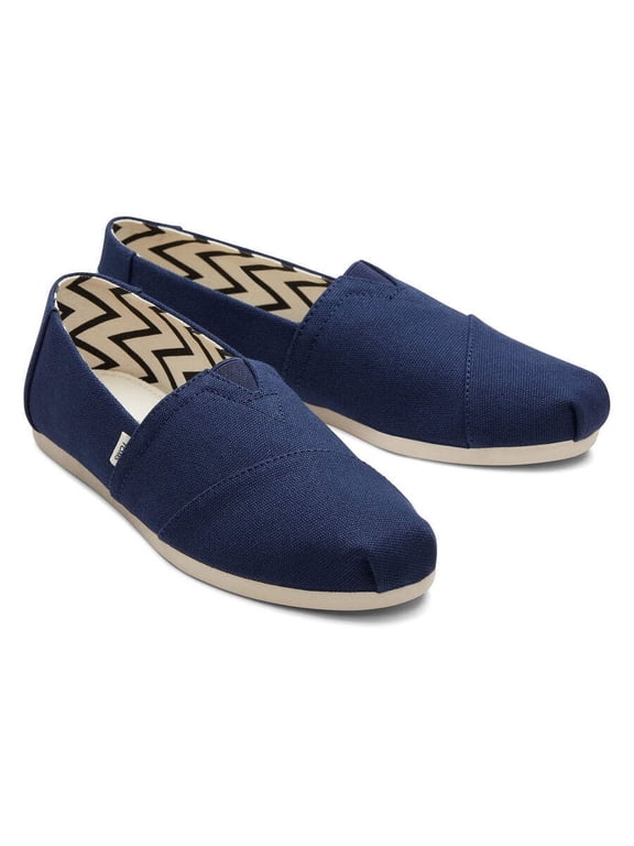 Women's Slip On Classic Alpargata Casual Cotton Canvas Flats (Navy, 9.5)