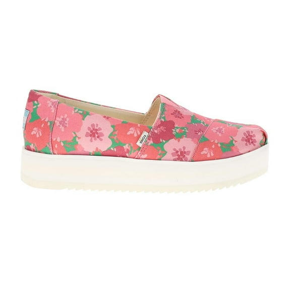 TOMS - Womens Alp Midform Espadrille, Color Pnk Multi Poppies, Size: 6.5 BM US