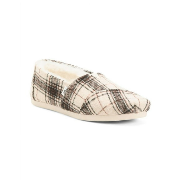TOMS Womens Alpargata Classic Lined Loafer Flat Shoes Plaid Beige/Tan Size 8.5