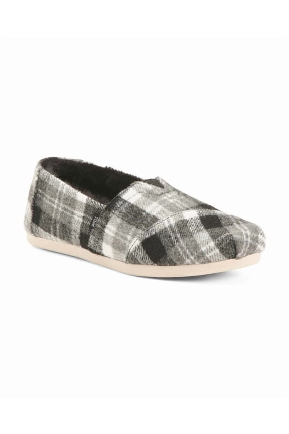 Womens Alpargata Classic Lined Loafer Flat Shoes Plaid Black/White Size 7.5