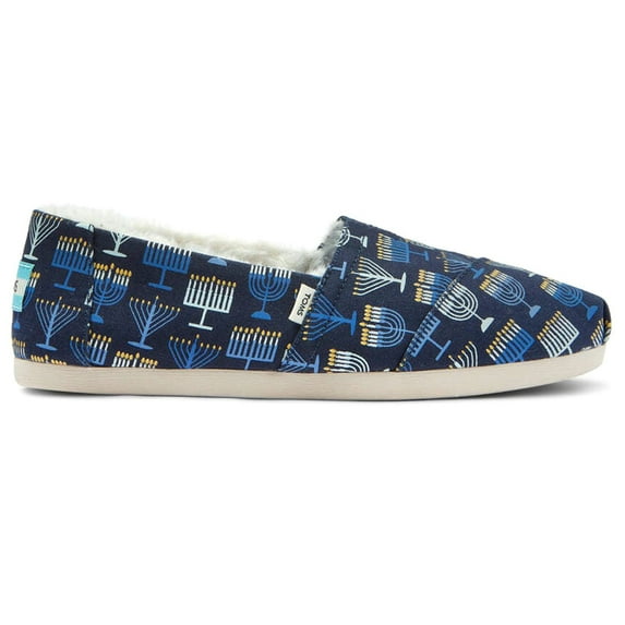 TOMS Womens Alpargata Cozy Menorah Graphic Slip On Flats Casual Shoes