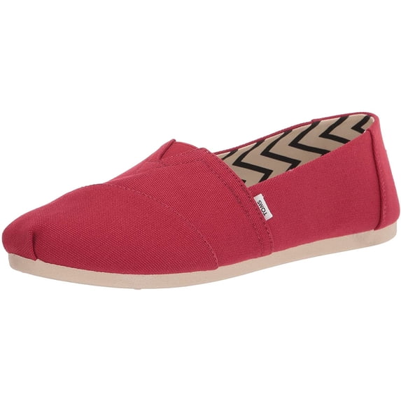 TOMS Womens Alpargata Recycled Cotton Canvas Loafer Flat 9.5 Red