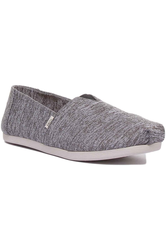 TOMS Womens Classic Canvas Sneaker Shoes Espadrilles - Black Melange Knit