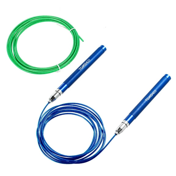 TOMSHOO 10 Feet Adjustable Speed Jump Rope Lightweight Skipping Jumping Rope Cable Wire Home Gym Fitness Boxing Training Workout Exercise