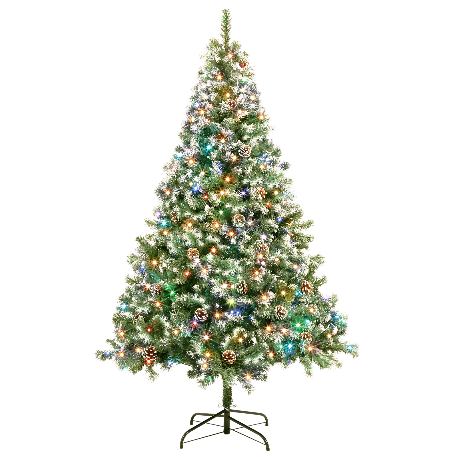 TOMSHOO 5.5 Ft Christmas Tree,PreLit Artificial 734 PVC Flocked