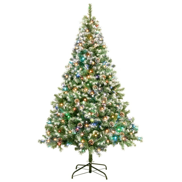 TOMSHOO 5.5 Ft Christmas Tree,PreLit Artificial 734 PVC Flocked