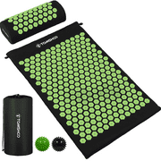TOMSHOO Acupressure Mat and Pillow Set with 2pcs Massage Balls for Back / Neck Pain Relief and Muscle Relaxation 27'' x 17''(Black)