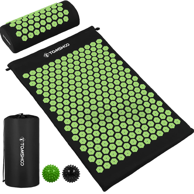 TOMSHOO Acupressure Mat and Pillow Set with 2pcs Massage Balls for Back