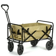 TOMSHOO Collapsible Utility Wagon, Outdoor Camping Garden Cart, Grocery Shopping Cart, Weight Capacity 220 lbs