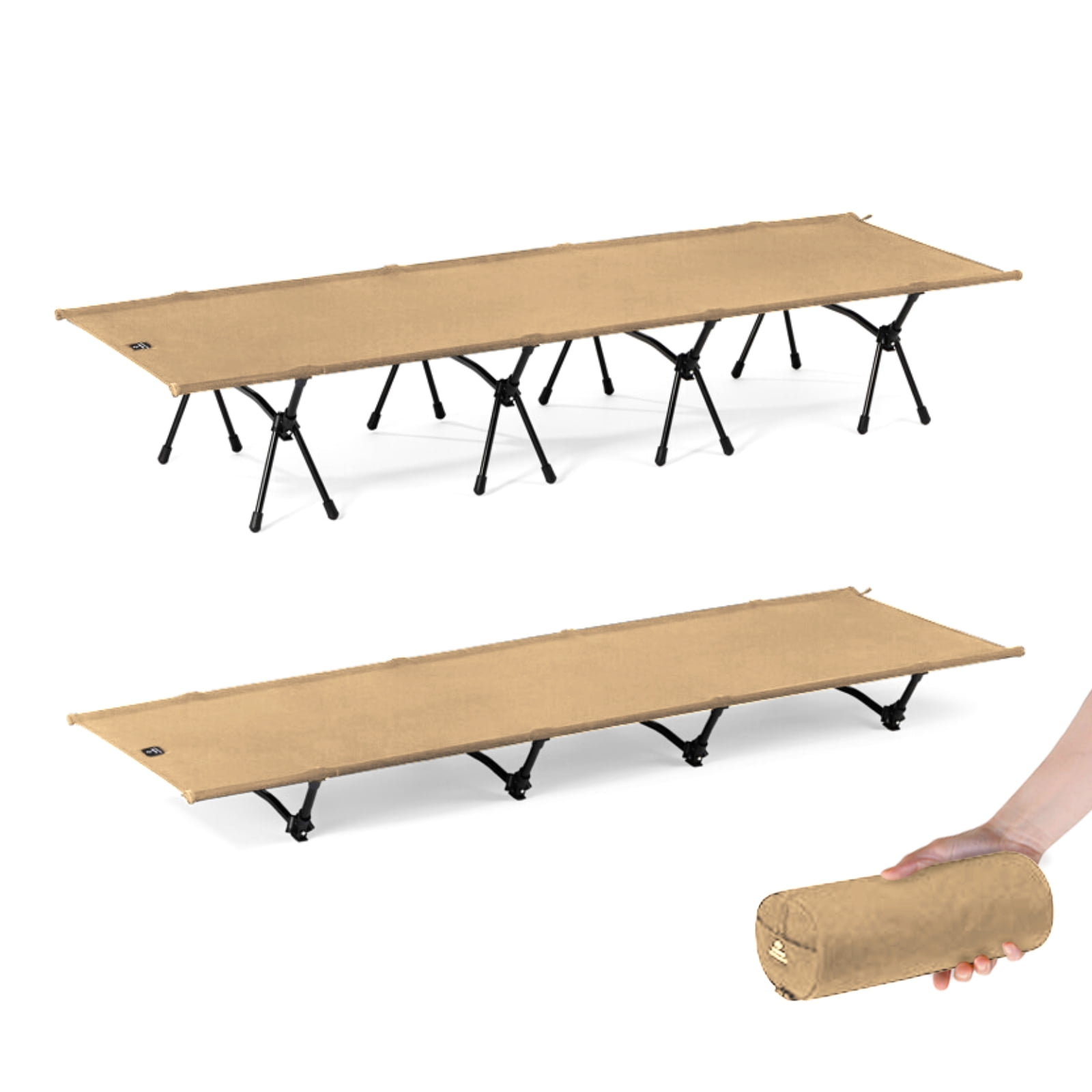 TOMSHOO Folding Camping Cot with Leg Extenders , Portable Bed for