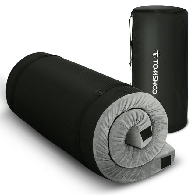 TOMSHOO Memory Foam Camping Mattress Pad, Portable Sleeping Pad Roll Up