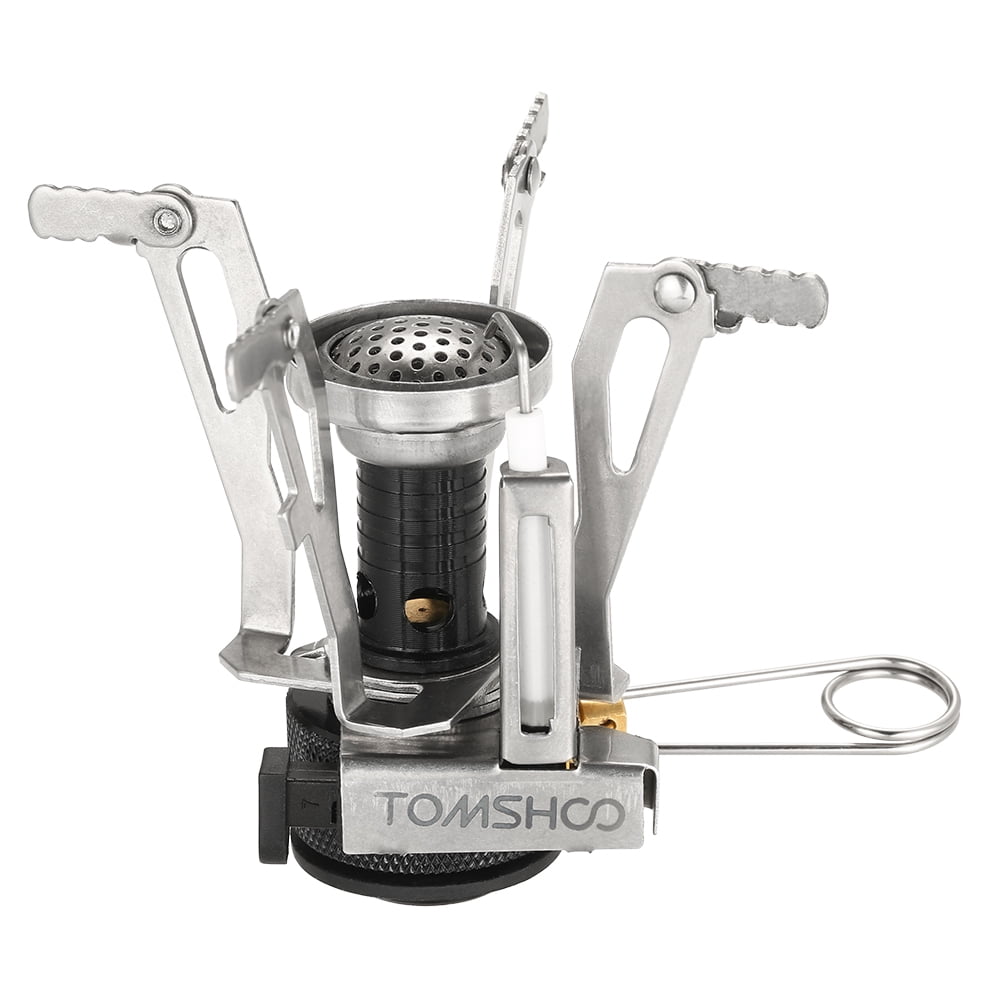 TOMSHOO Mini Backpacking Canister Stove Burners Camping Outdoor Cooking  Foldable Hiking Supply Butane Propane Canister Compatible - Walmart.com