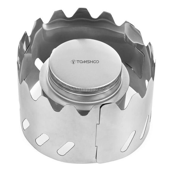 TOMSHOO Portable Aluminum Alloy Alcohol Stove with Lid and Stainless Steel Windscreen Wind for Camping Hiking Backpacking Cooking
