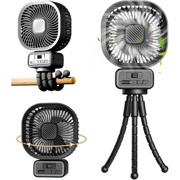 TOMSHOO Portable Mini Stroller Fan, Battery Operated Small Clip on Fan, Detachable Flexible Tripod Baby Fan with 3 Speed, Rechargeable Personal Fan for Car Seat Crib Treadmill Travel