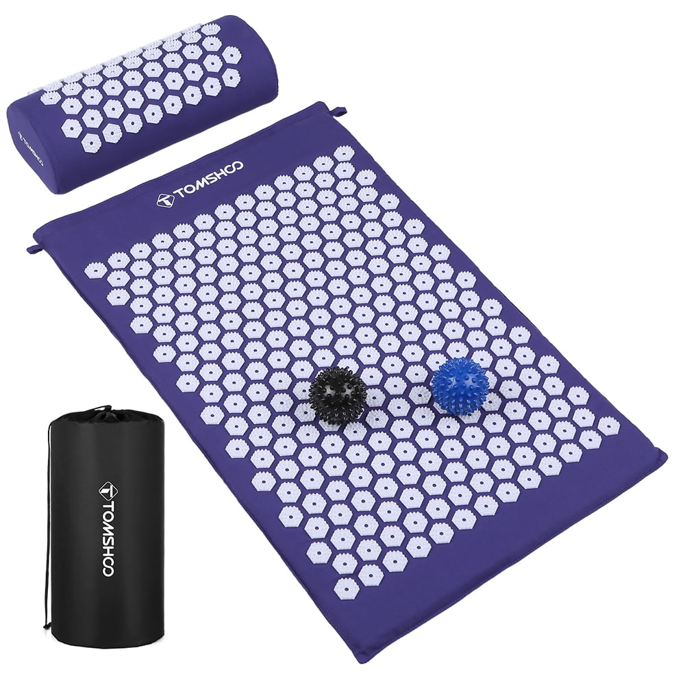 TOMSHOO Set of 4 Acupressure Mat and Pillow Set with 2 Spiky Massage