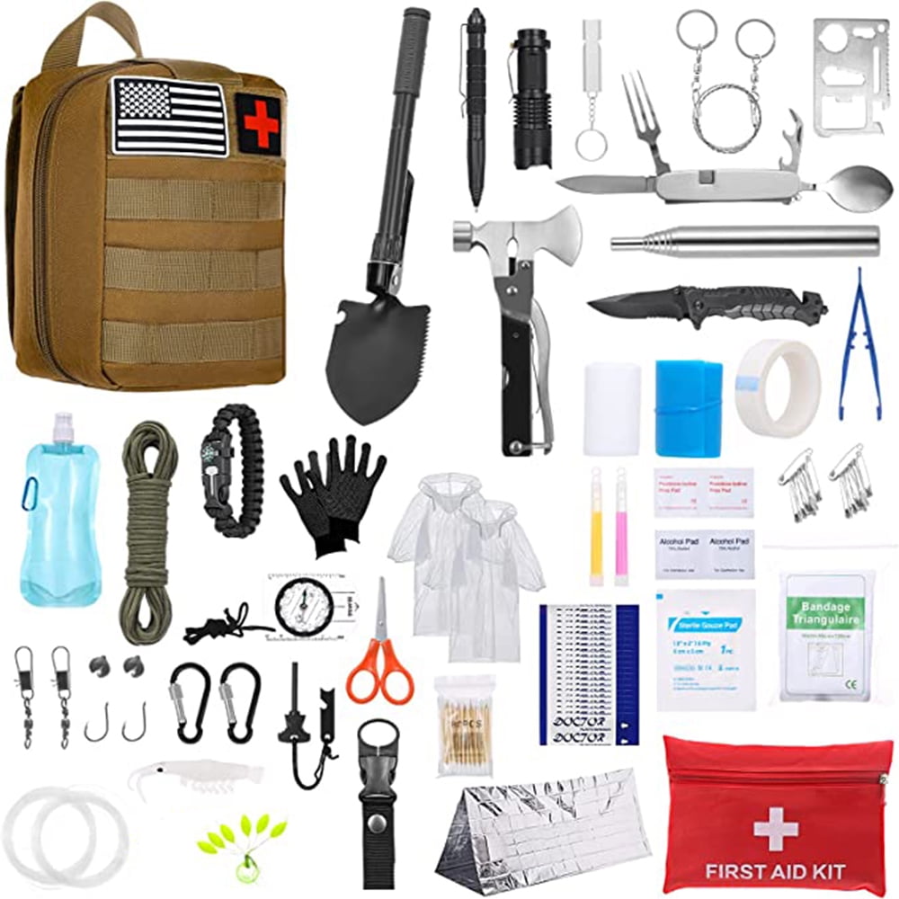 TOMSHOO Survival Kit and First Aid Kit, 142Pcs Professional Survival Gear and Equipment for Boating Hunting Camping Hiking Outdoor Adventure