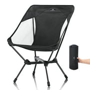 TOMSHOO Ultralight Folding Camping Chair, Portable Outdoor Backpacking Chair for BBQs Picnics Hiking Fishing Black