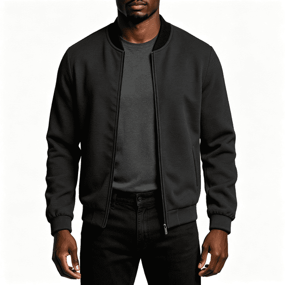 TOMVIGX Bomber Jacket Men Windbreaker Zip Up Lightweight Jackets Spring Fall Daily Outer Coat Black Jacket with Pockets L