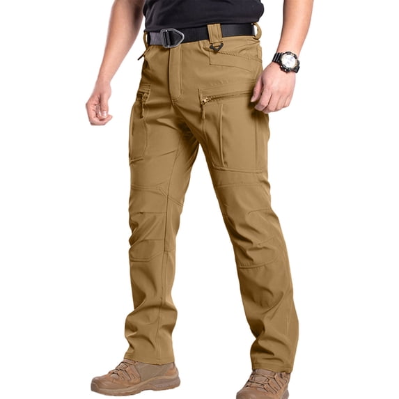 TOMVIGX Cargo Pants for Men Stretch Ripstop Fabric Hiking Pants Water Resistant Relaxed Fit Lightweight Work Jeans Baggy Outdoor Fishing Hunting Earthy Yellow Pants with Pockets 2XL