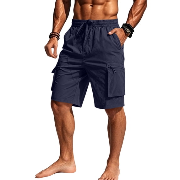 TOMVIGX Mens Workout Shorts Casual Loose Quick Dry Beach Summer Pants Lightweight Breathable Gym Shorts for Outdoor Running Training with Pockets Navy M
