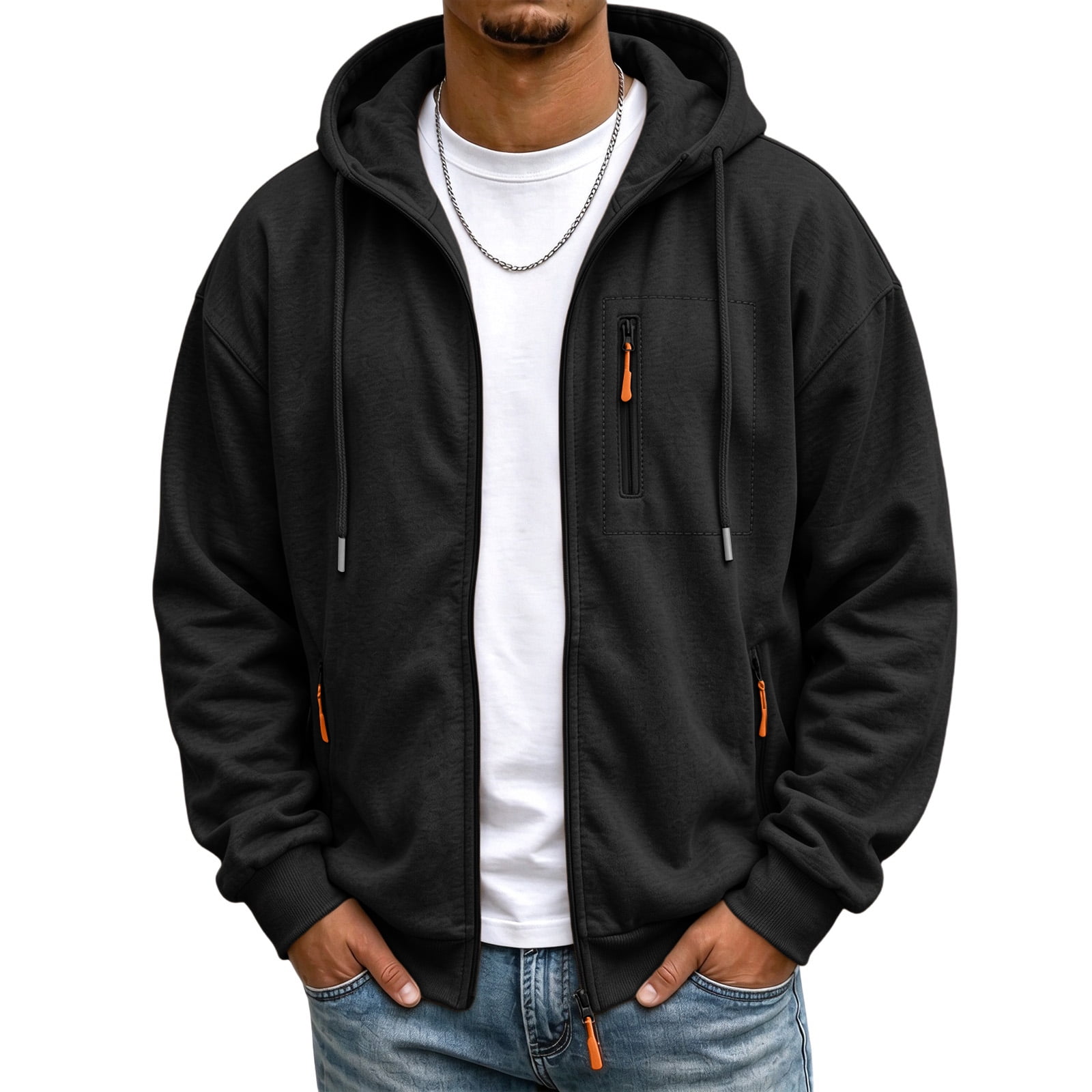 Outside Track Cd TOMVIGX Men's Full Zip Hoodie Jacket Casual Long Sleeve Fleece Lined ...