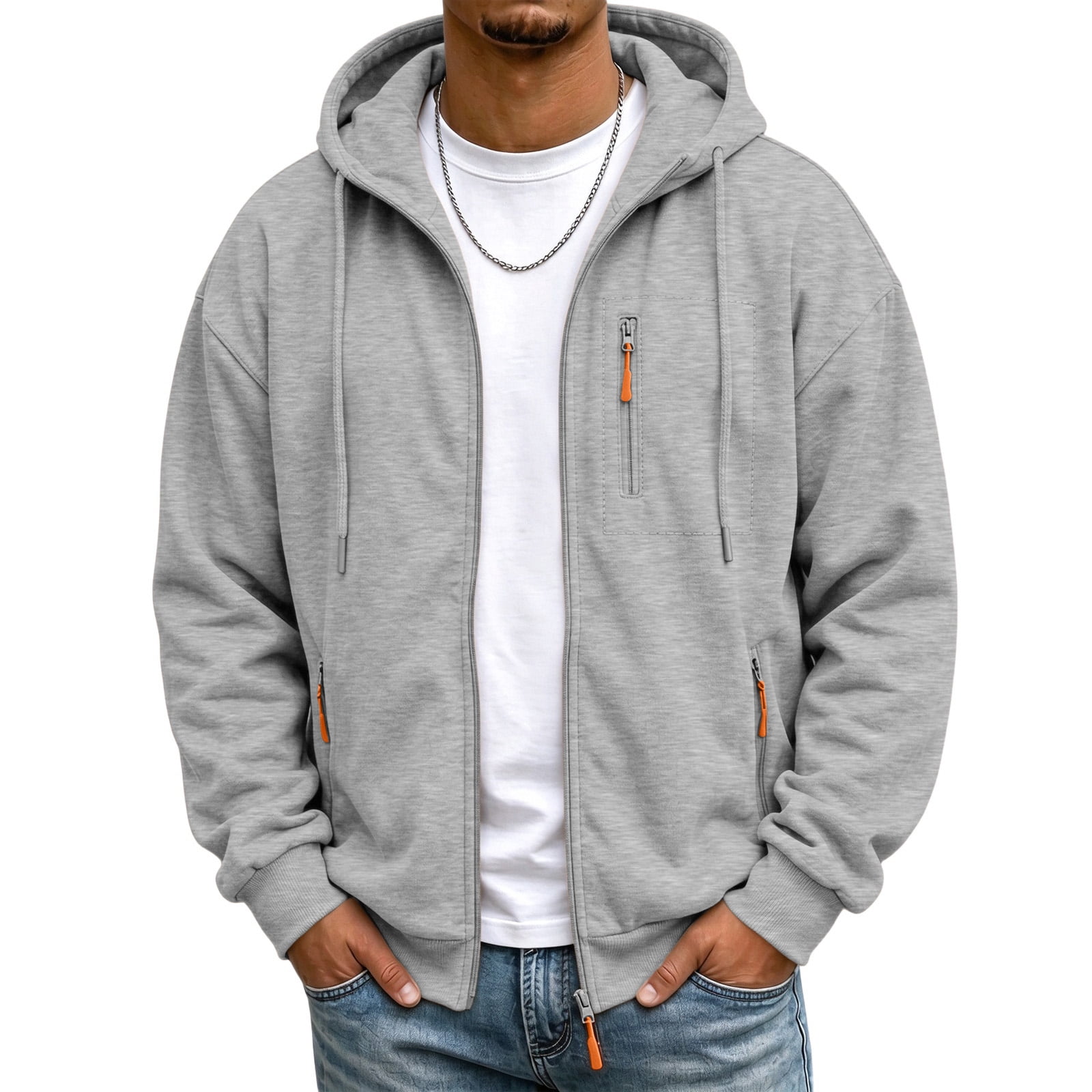 Outside Track Cd TOMVIGX Men's Full Zip Hoodie Jacket Casual Long Sleeve Fleece Lined ...