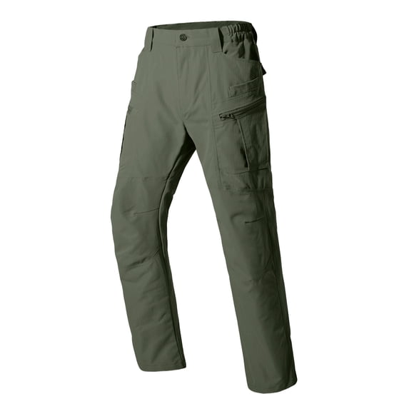 TOMVIGX Mens Work Pants Ripstop Stretch Hiking Pants Relaxed Fit Waterproof Trousers Breathable Outdoor Travel Hunting Green Cargo Pants with Multiple Pockets 3XL