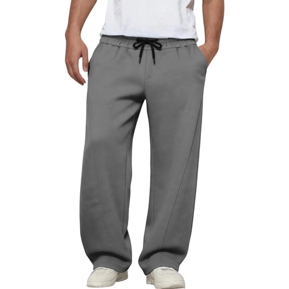TOMVIGX Mens Baggy Sweatpants Oversized Wide Leg Sweatpant Loose Fit Drawstring Elastic Waist Trousers Hiking Athletic Joggers with Pockets Dark Gray L
