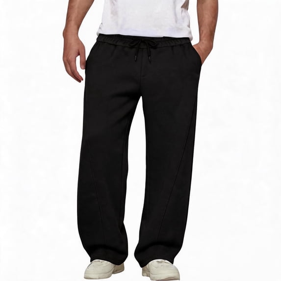 TOMVIGX Mens Baggy Sweatpants Oversized Wide Leg Sweatpant Loose Fit Drawstring Elastic Waist Trousers Hiking Athletic Joggers with Pockets Black 3XL