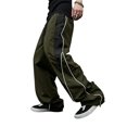 thumbnail image 1 of TOMVIGX Mens Baggy Wide Leg Pants Loose Fit Elastic Waist Drawstring Quick Dry Lounge Trousers with Pockets Streetwear Casual Track Pants, 1 of 4